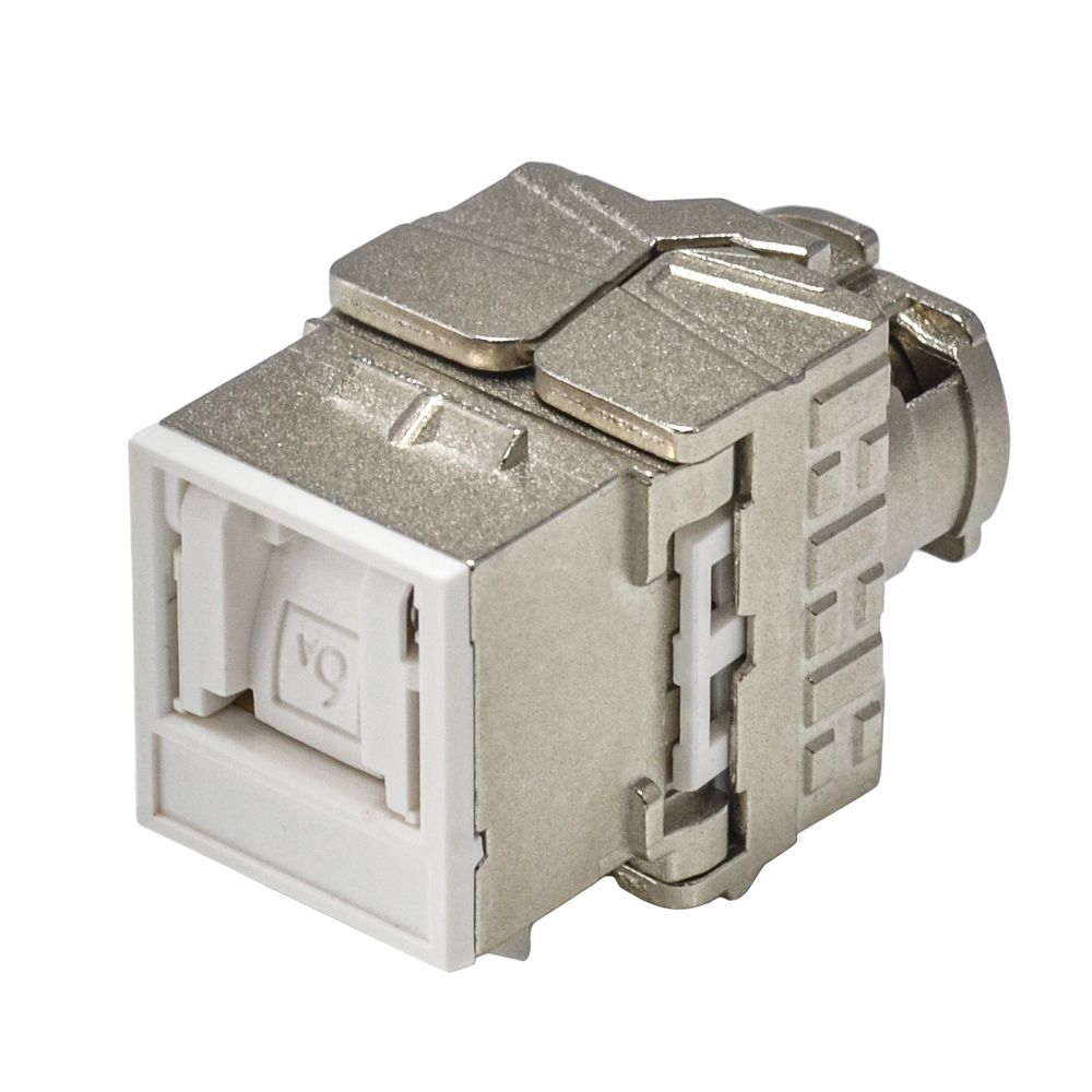 Shielded ISO Cat 6a / TIA Cat 6A Component-Rated Shuttered Toolless Keystone Jack